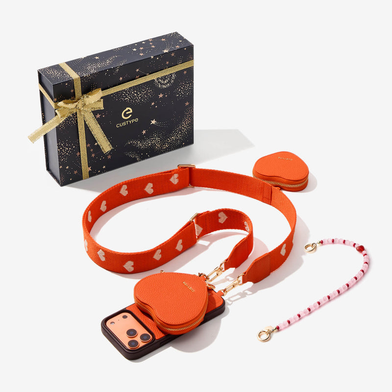 Starlight Gift Box- Webbing Crossbody Phone Case with Heart Airpods Pouch-Custype