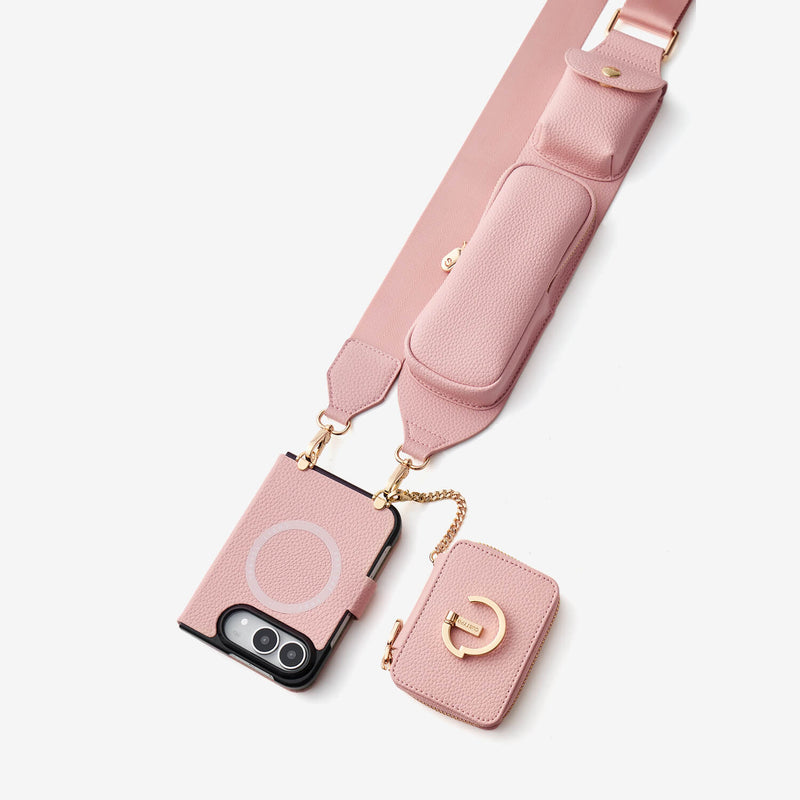 iPhone DUO wallet case featuring detachable accessories, AirPods pouch and glasses storage for everyday use