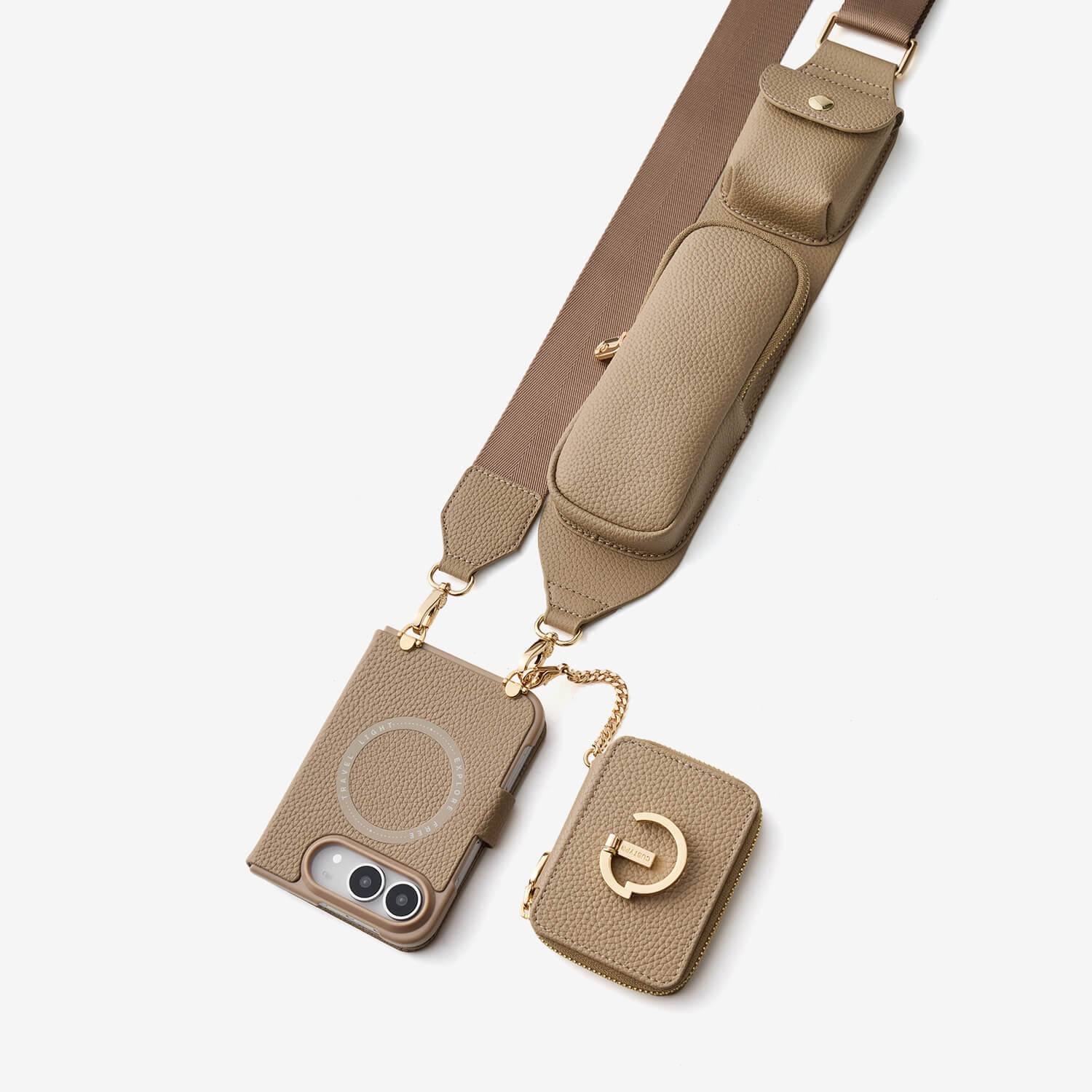 iPhone Duo Wallet Case with Utility Storage Strap and Crossbody Carry - Custype