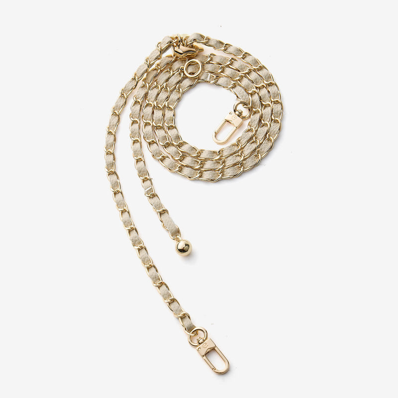 エレガントな調節可能なチェーンレザーショルダーストラップ - ライチ