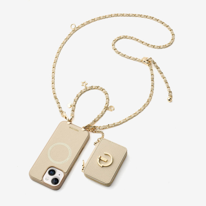 Allure Chain Series- Lanyard Magnetic Wallet Phone Case with Finger Holder-Custype