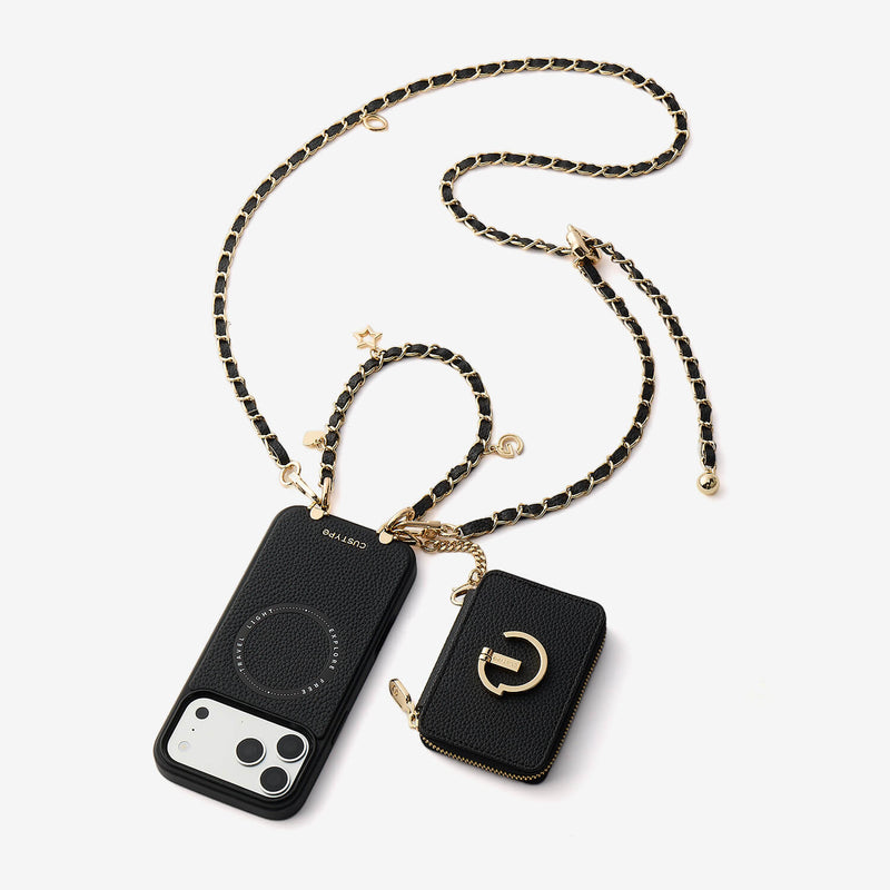 Allure Chain Series- Lanyard Magnetic Wallet Phone Case with Finger Holder-Custype