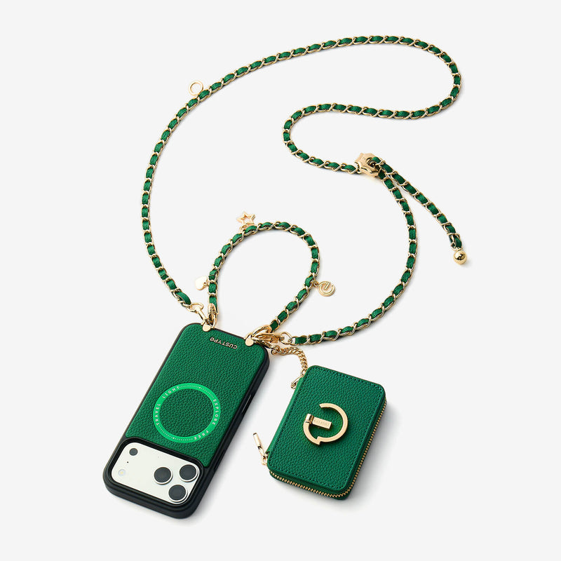 Allure Chain Series- Lanyard Magnetic Wallet Phone Case with Finger Holder-Custype
