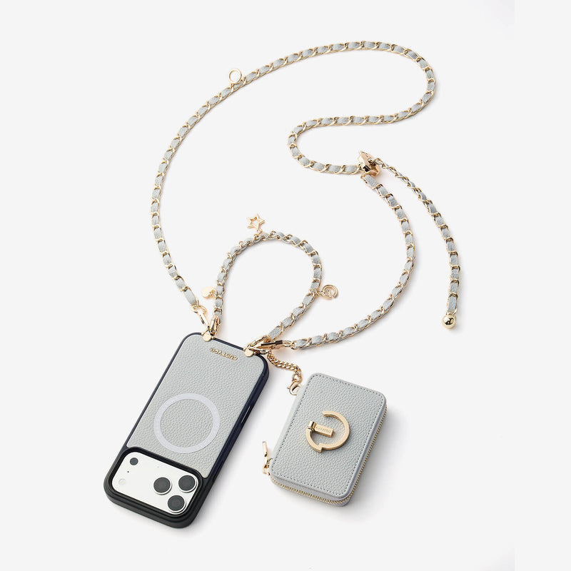 Allure Chain Series- Lanyard Magnetic Wallet Phone Case with Finger Holder-Custype