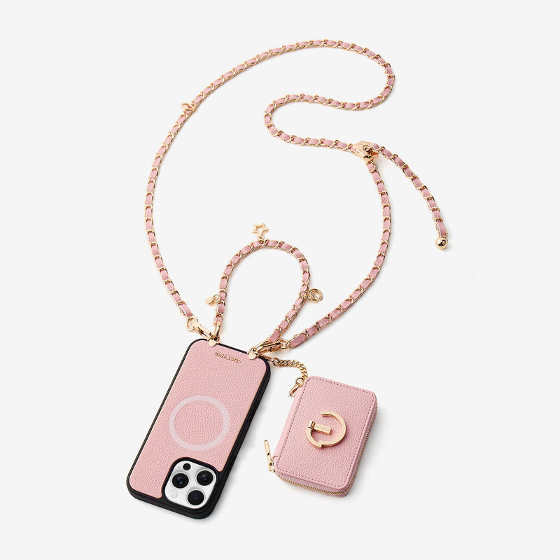 Allure Chain Series- Lanyard Magnetic Wallet Phone Case with Finger Holder-Custype