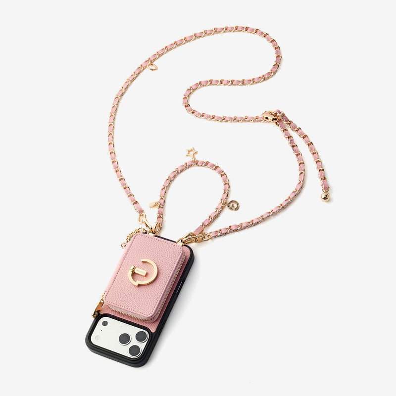 Allure Chain Series- Lanyard Magnetic Wallet Phone Case with Finger Holder-Custype