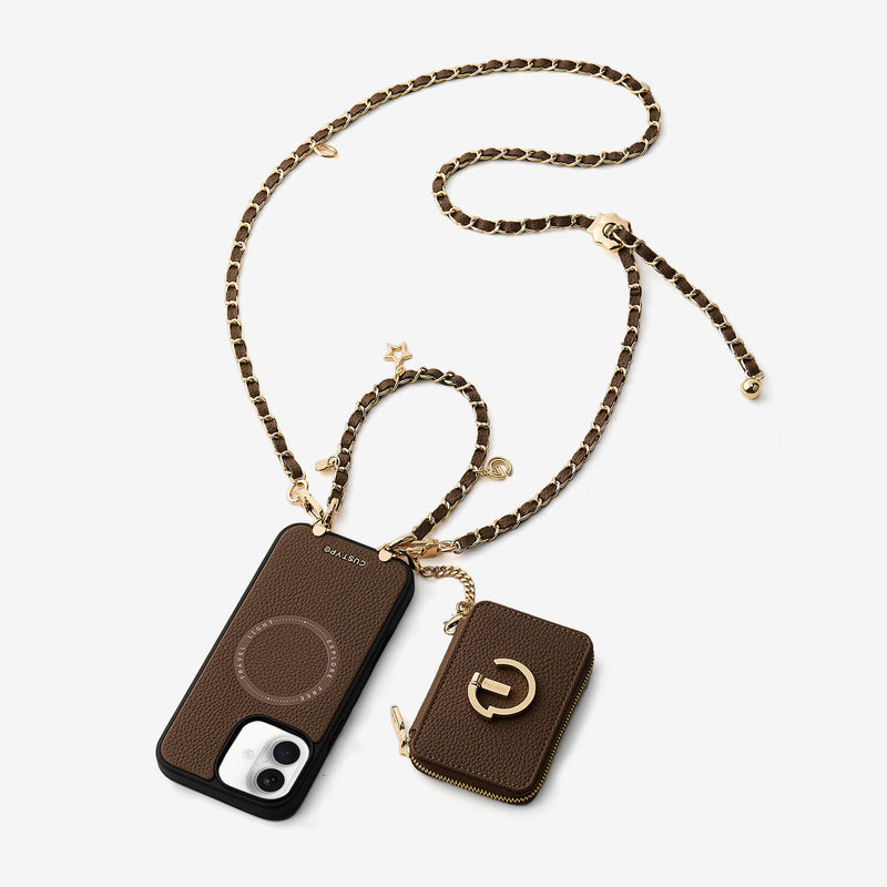 Allure Chain Series- Lanyard Magnetic Wallet Phone Case with Finger Holder-Custype