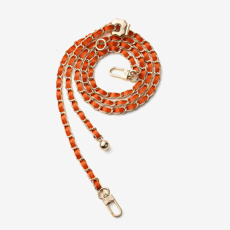 Elegant Adjustable Chain Leather Shoulder Strap- Lychee