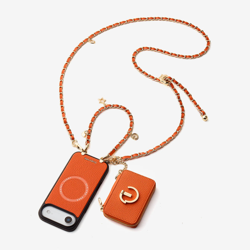 Allure Chain Series- Lanyard Magnetic Wallet Phone Case with Finger Holder-Custype
