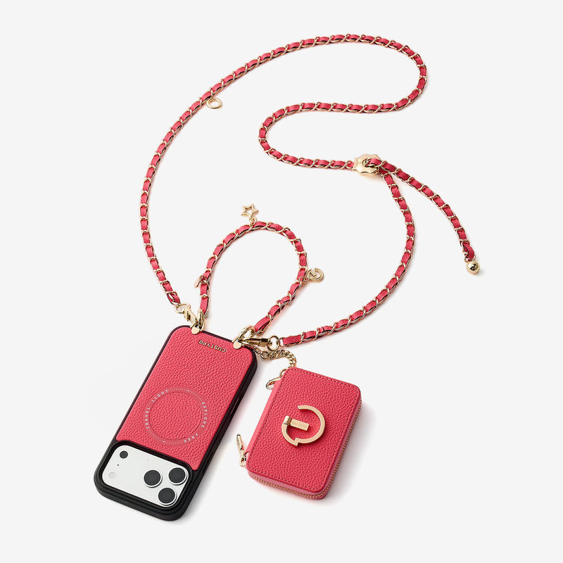 Allure Chain Series- Lanyard Magnetic Wallet Phone Case with Finger Holder-Custype