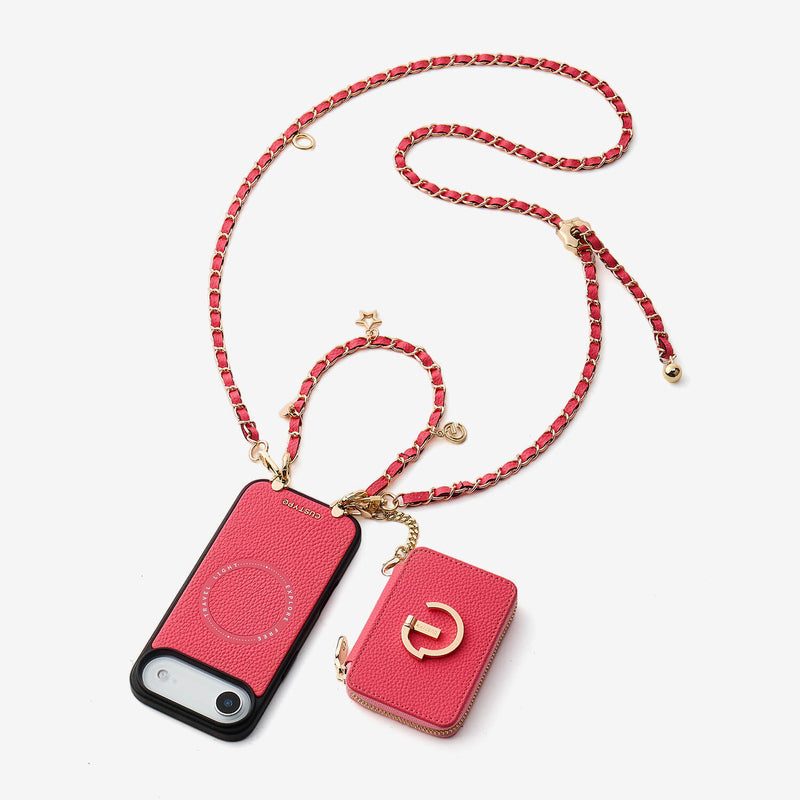Allure Chain Series- Lanyard Magnetic Wallet Phone Case with Finger Holder-Custype