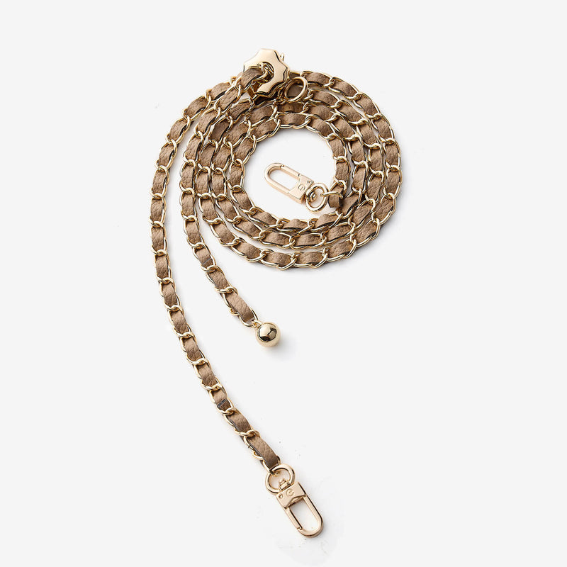 Elegant Adjustable Chain Leather Shoulder Strap- Lychee