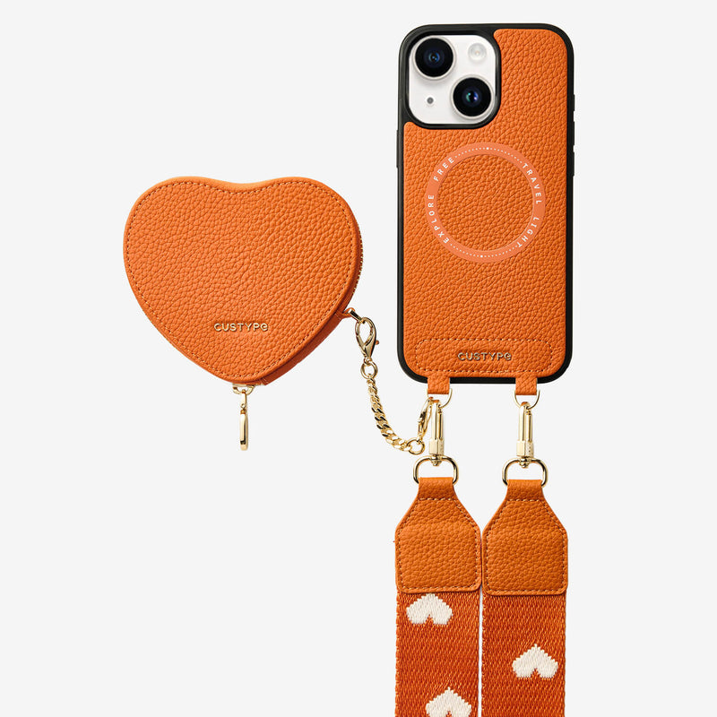 Heart Design Kit- Webbing Strap iPhone Case with Magnetic Pouch-Mobile Phone Cases-DETACHABLE WALLET & WIRELESS CHARGING