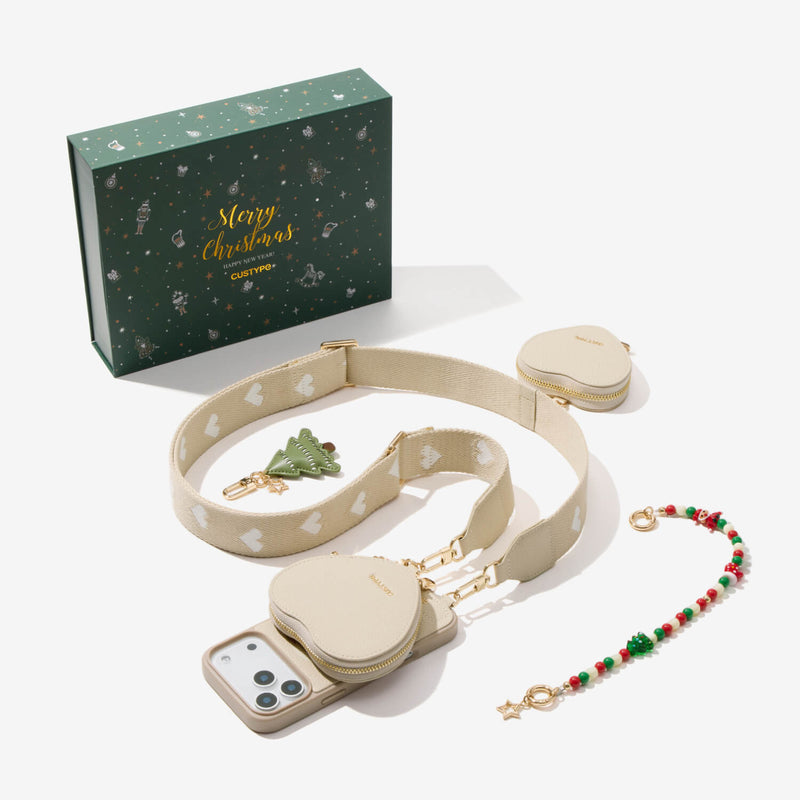 Beige phone case with strap