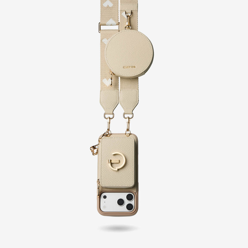 Original Design Set- Wireless Charging Webbing Crossbody Phone Case Round Pouch Set