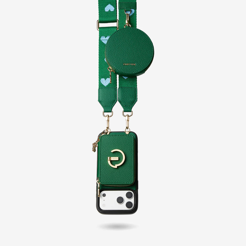 オリジナルデザインセット - マグネット式ウォレット＆ウェビングストラップ付きiPhoneケース