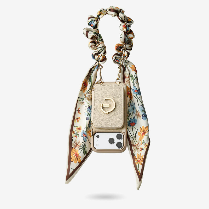 Silk Flair Set- Lychee Wrist Strap Wireless Charging Phone Case with Card Holder & Stand-Mobile Phone Cases-Custype