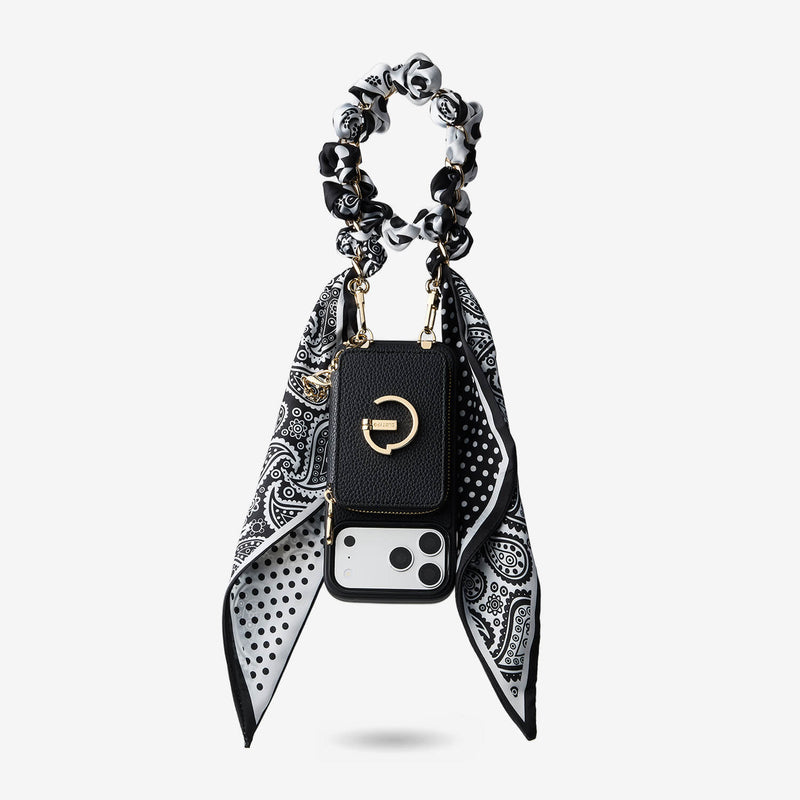 シルクフレアセット - ライチリストストラップ ワイヤレス充電電話ケース カードホルダーとスタンド付き