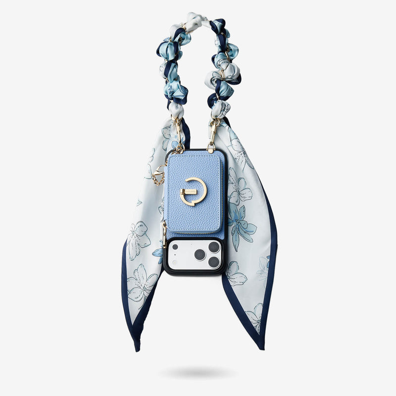 Silk Flair Set- Lychee Wrist Strap Wireless Charging Phone Case with Card Holder & Stand