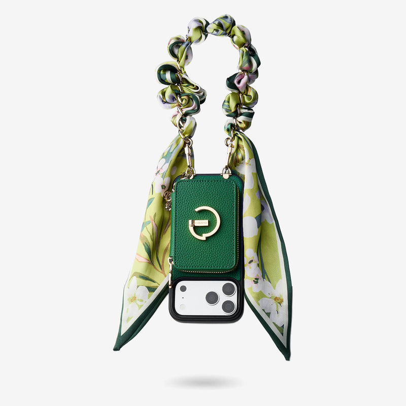 シルクフレアセット - ライチリストストラップ ワイヤレス充電電話ケース カードホルダーとスタンド付き