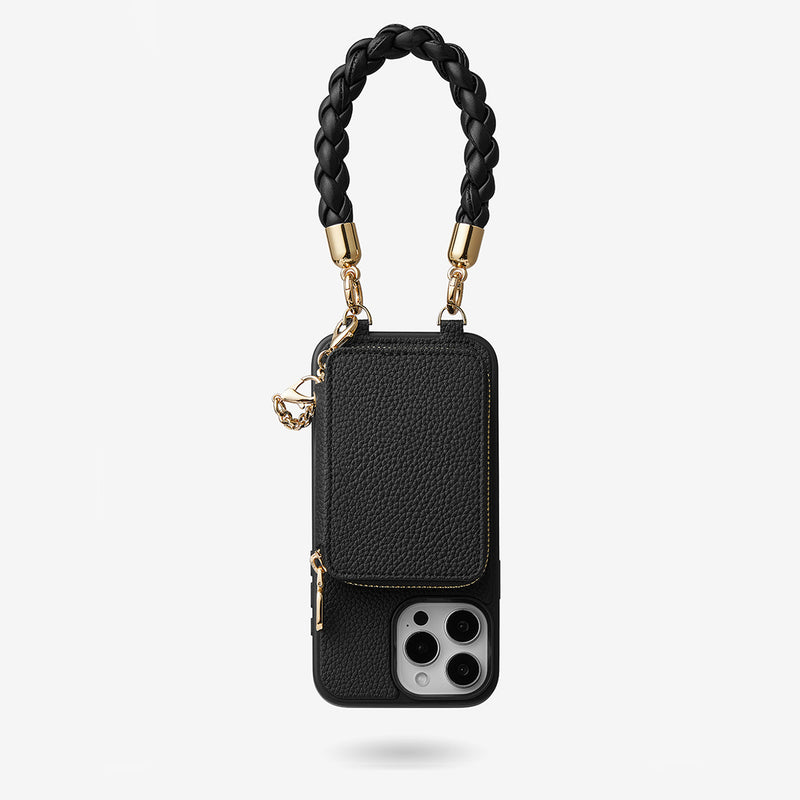Black phone case with wristlet
