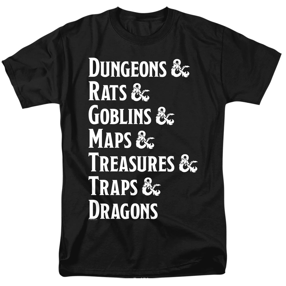 Dungeons And Dragons Dungeon List Mens T Shirt Black