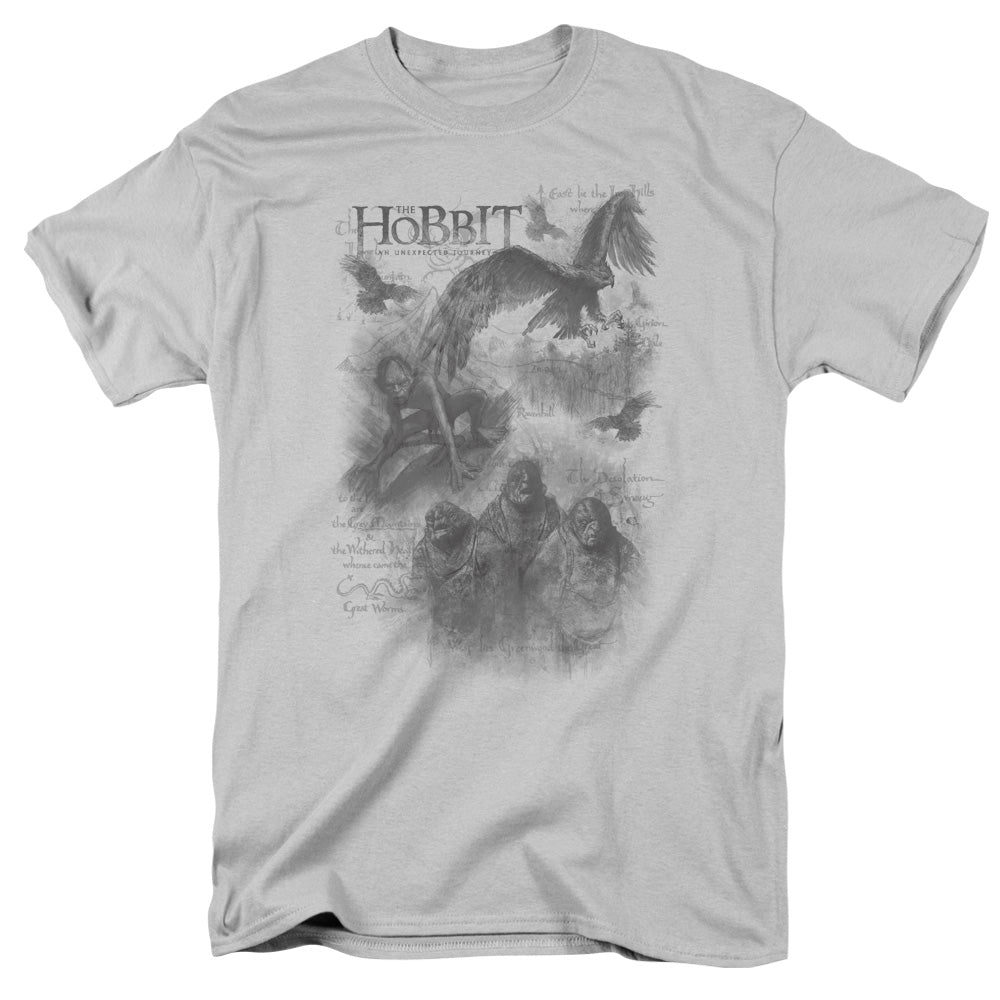 The Hobbit Hobbit Sketches Mens T Shirt Silver