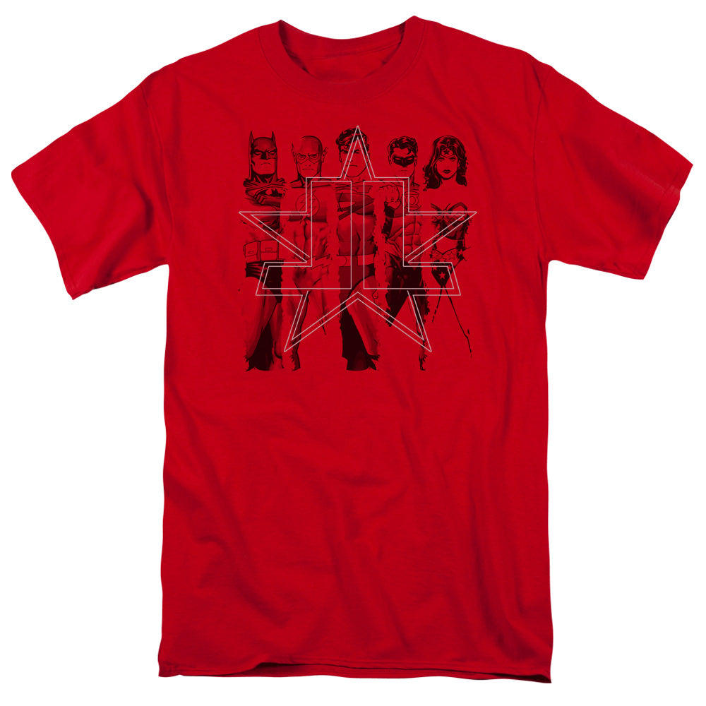 Jla Five Stars Mens T Shirt Red