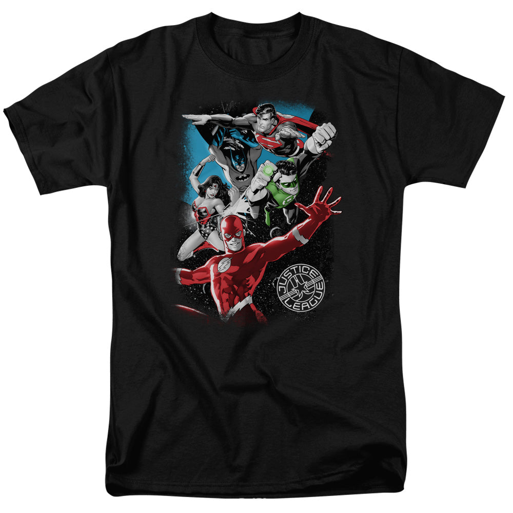 Jla Galactic Attack Mens T Shirt Black