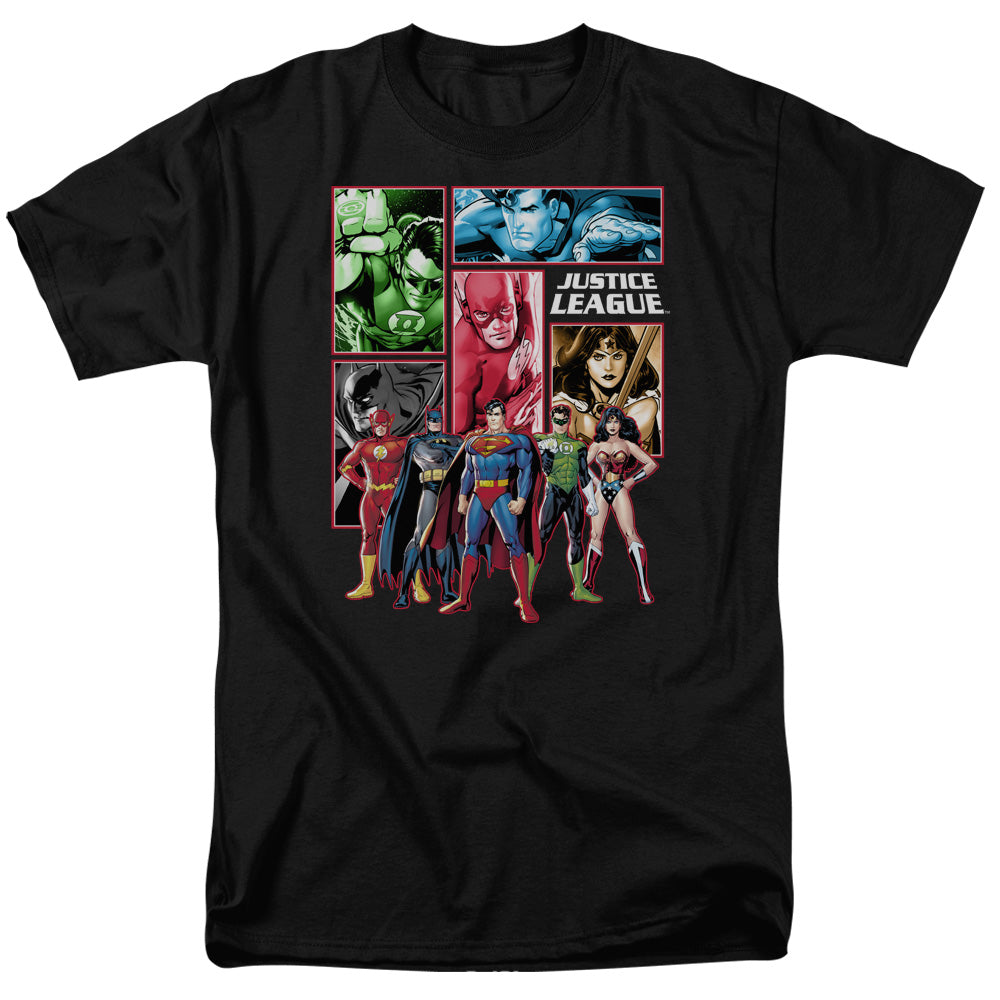 Jla Justice League Panels Mens T Shirt Black