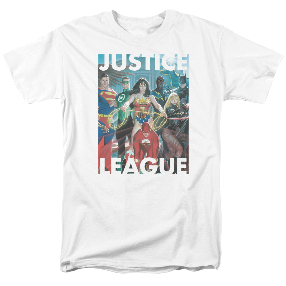 Jla Hall Of Justice Mens T Shirt White