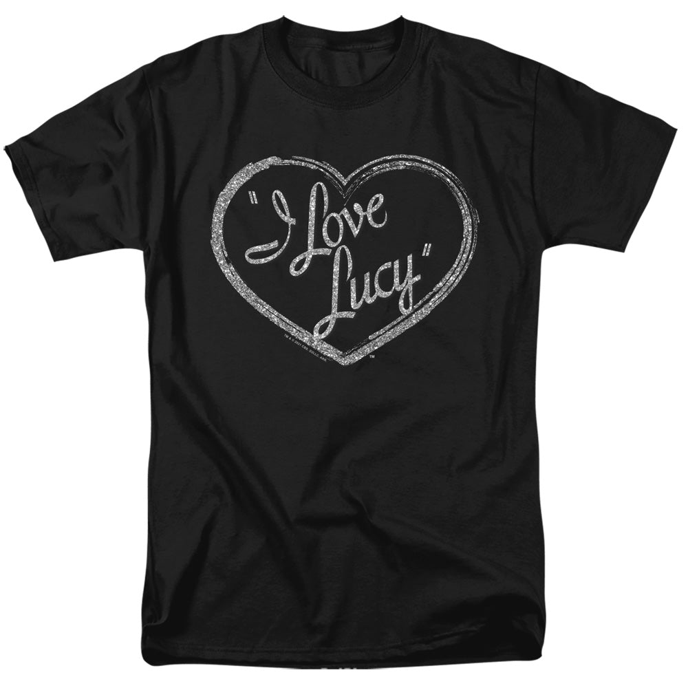 I Love Lucy Glitter Logo Mens T Shirt Black