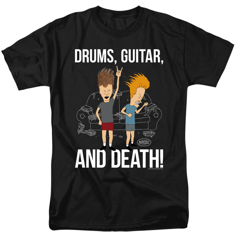 Beavis And Butthead Drums, Guitar, And Death Mens T Shirt Black