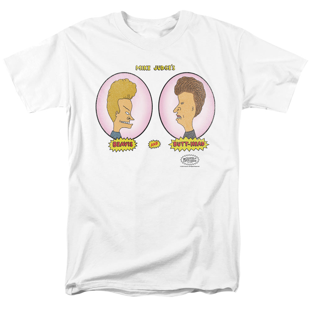 Beavis And Butthead Heads In Ovals Mens T Shirt White
