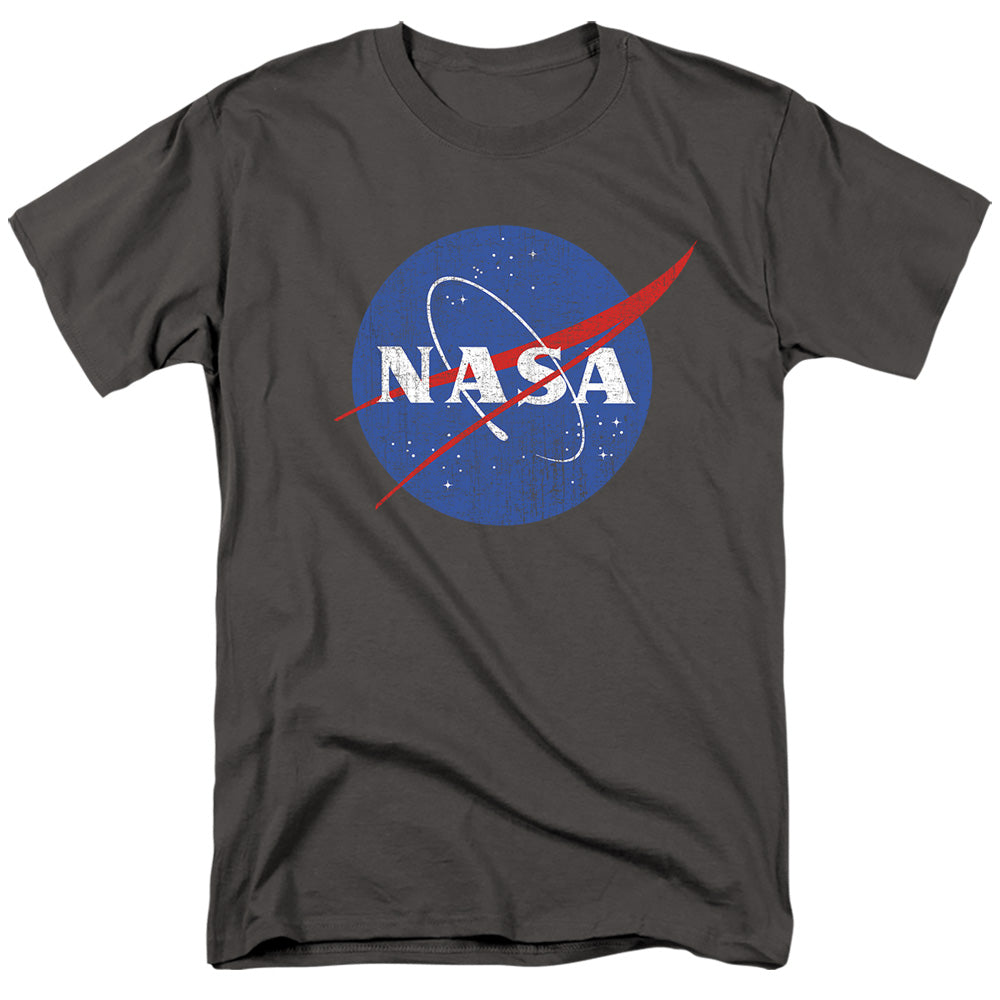 Nasa Meatball Logo Distressed Mens T Shirt Charcoal