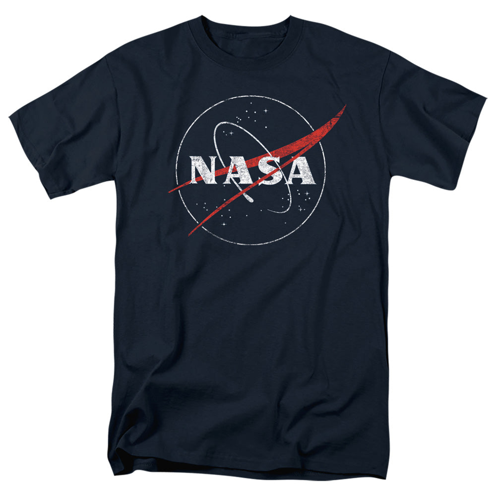 Nasa Distressed Logo Mens T Shirt Navy