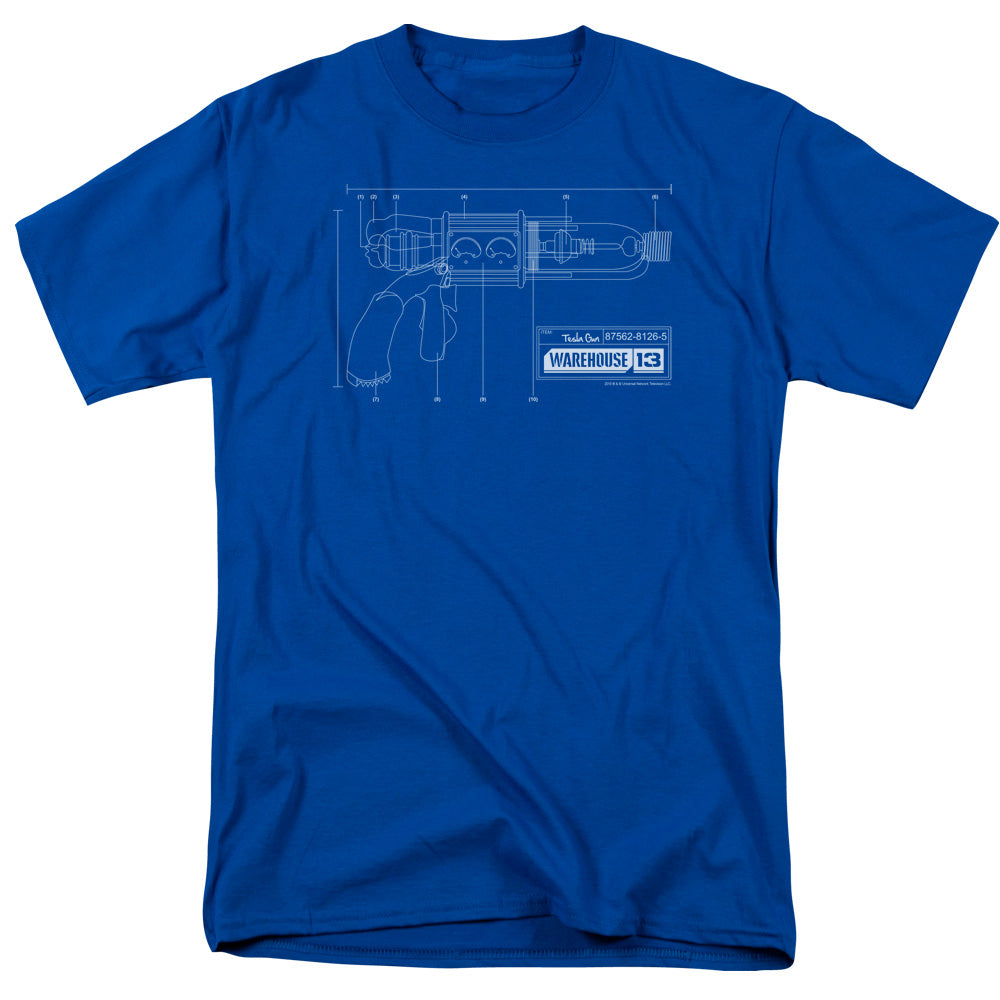Warehouse 13 Tesla Gun Mens T Shirt Royal Blue