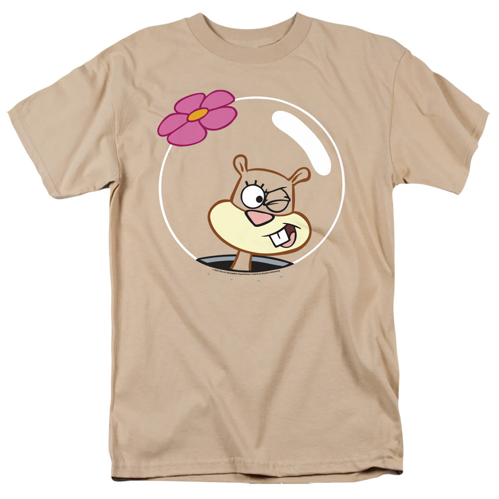 Spongebob Sandy Wink Face Mens T Shirt Sand