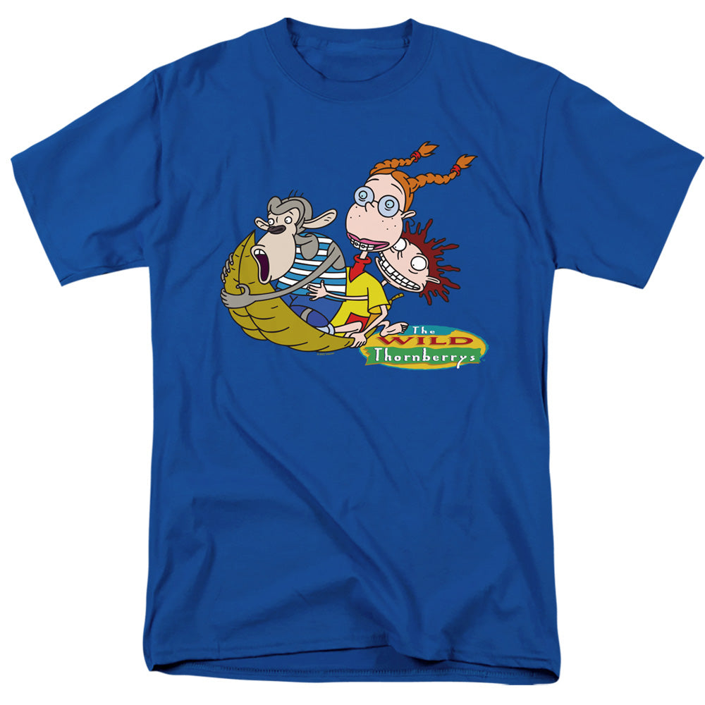 Wild Thornberrys Eliza, Darwin, Donny On Leaf Mens T Shirt Royal Blue