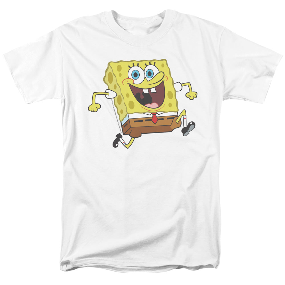 Spongebob Happy Running Spongebob Mens T Shirt White