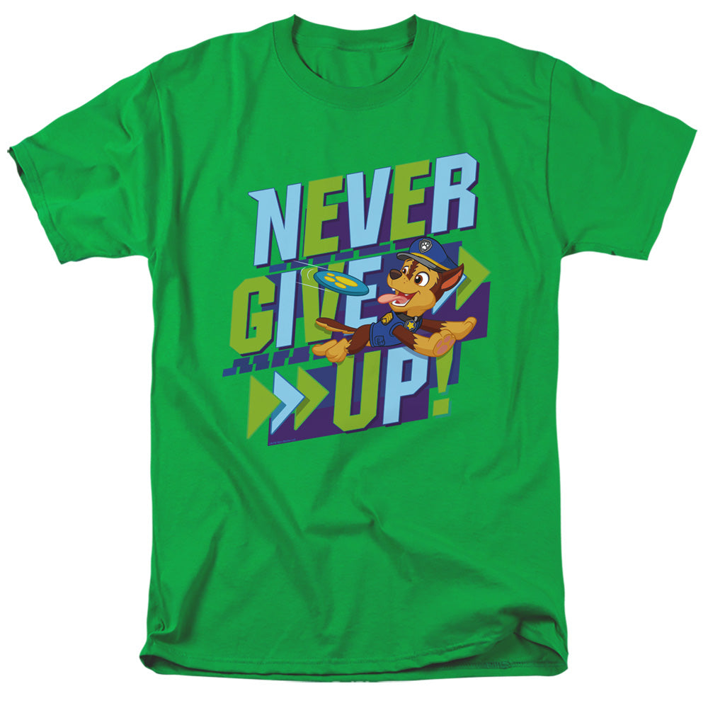 Paw Patrol Never Give Up Mens T Shirt Kelly Green