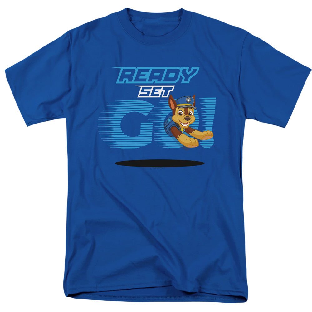 Paw Patrol Ready Set Go! Chase Mens T Shirt Royal Blue