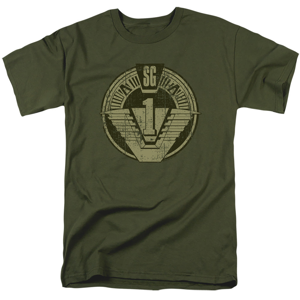 Stargate Sg1 Distressed Mens T Shirt Military Green