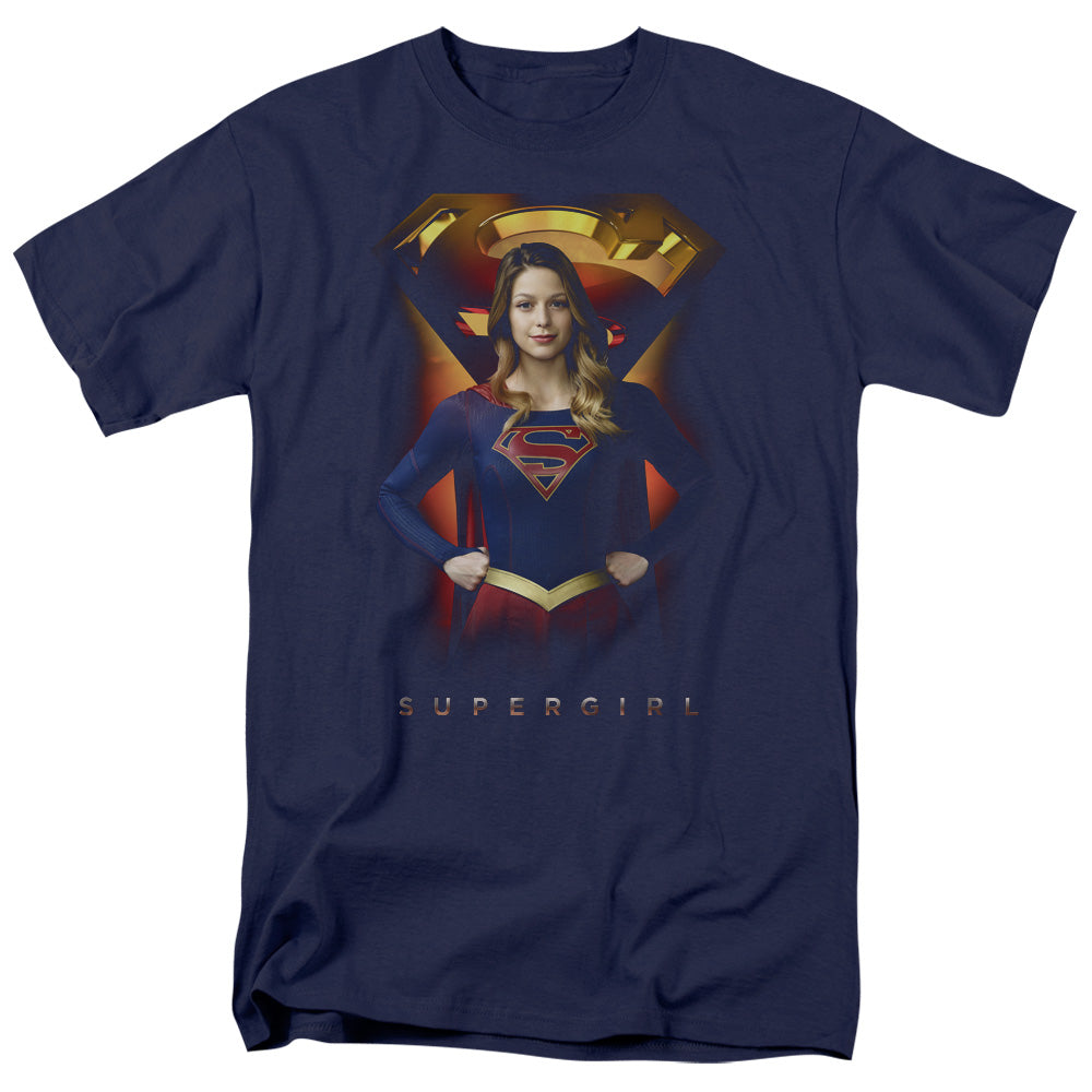 Supergirl Standing Symbol Mens T Shirt Navy