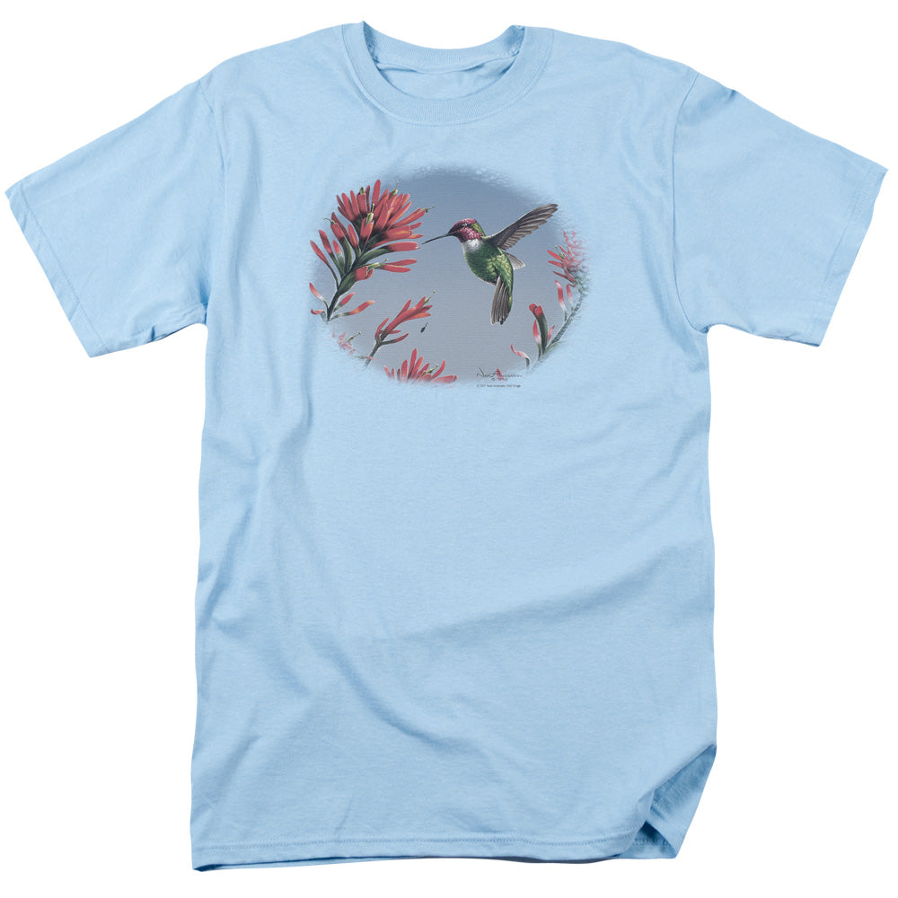 Wildlife Annas Hummingbird Mens T Shirt Light Blue