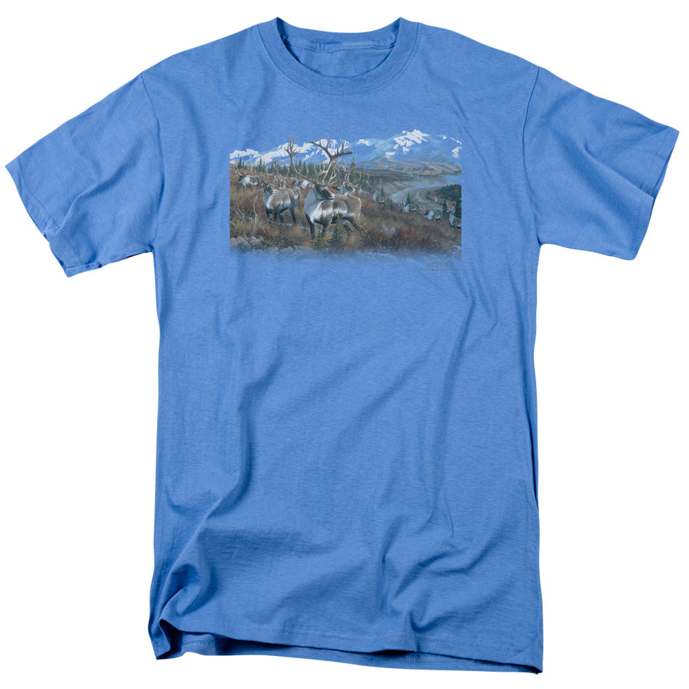 Wildlife Caribou Mens T Shirt Carolina Blue