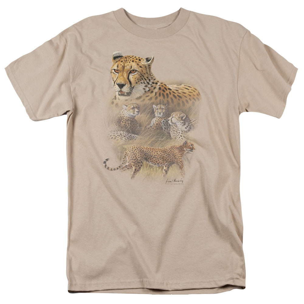 Wildlife Cheetahs Mens T Shirt Sand