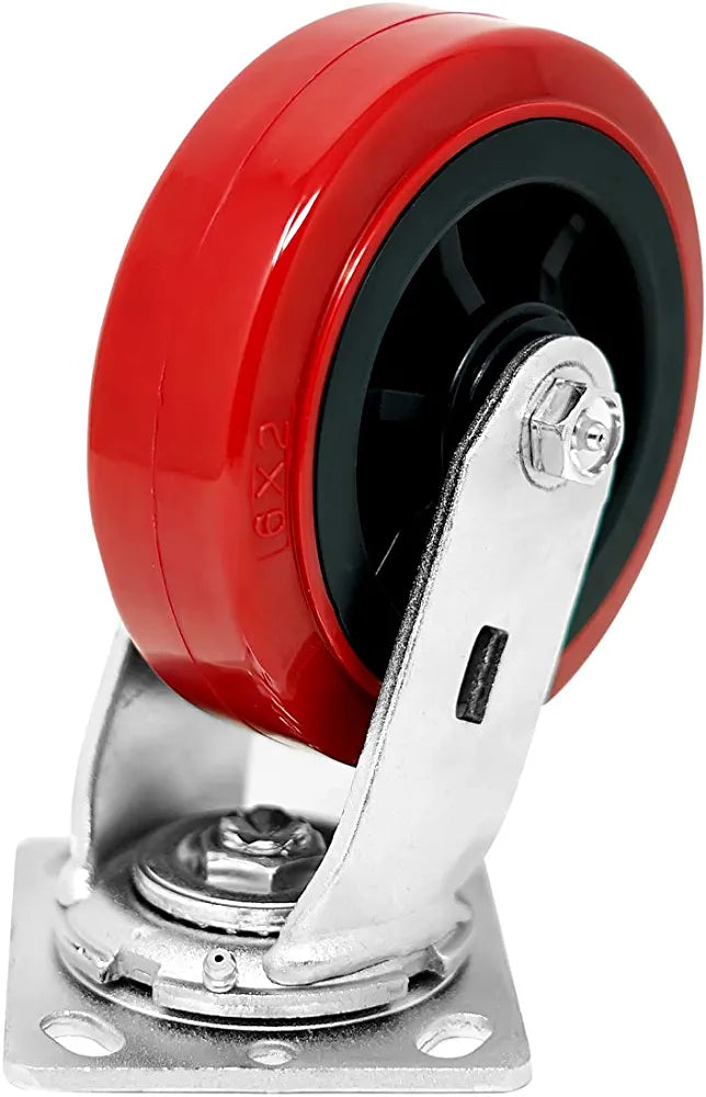 Maximize Your Load Capacity with 6-inch Plate Casters - Set of 4 (2 Swivel + 2 Rigid) for Smooth and Safe Movement - Polyolefin/Polyurethane Wheels with Extra Width of 2 inches - 3600 lbs Total Capacity