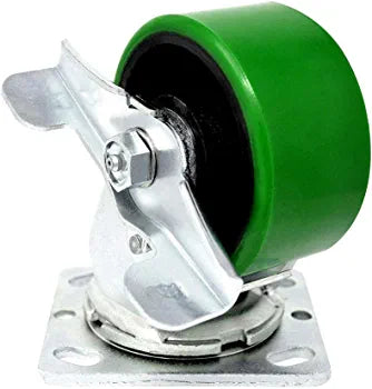 Heavy-Duty 6-Inch Plate Caster Set - Pack of 4 with 5000 lbs Total Capacity, 2 Swivel Casters with Brakes & 2 Rigid Casters, 2-Inch Extra Wide Top Plate, Polyurethane Mold on Steel Wheel