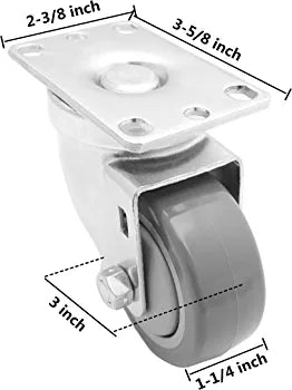 3 inch Polyurethane Caster Centre Bearing Top Plate up to 330Lbs Each Capacity [Pack of 2]